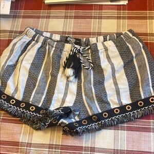 Rewash High Waist Gray and White Striped Shorts